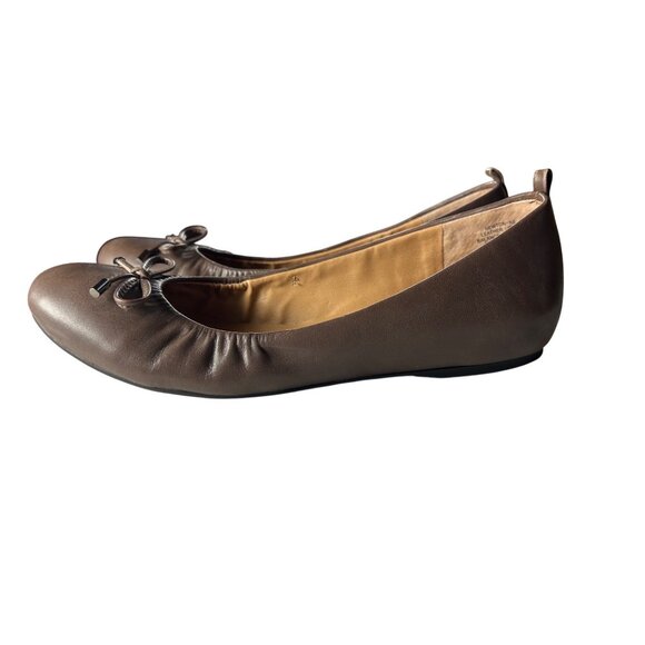 Women~AUDREY BROOKE NEWTON BROWN LEATHER~BOW~Slip on Ballet Flats SHOES Size 8M - Picture 4 of 9